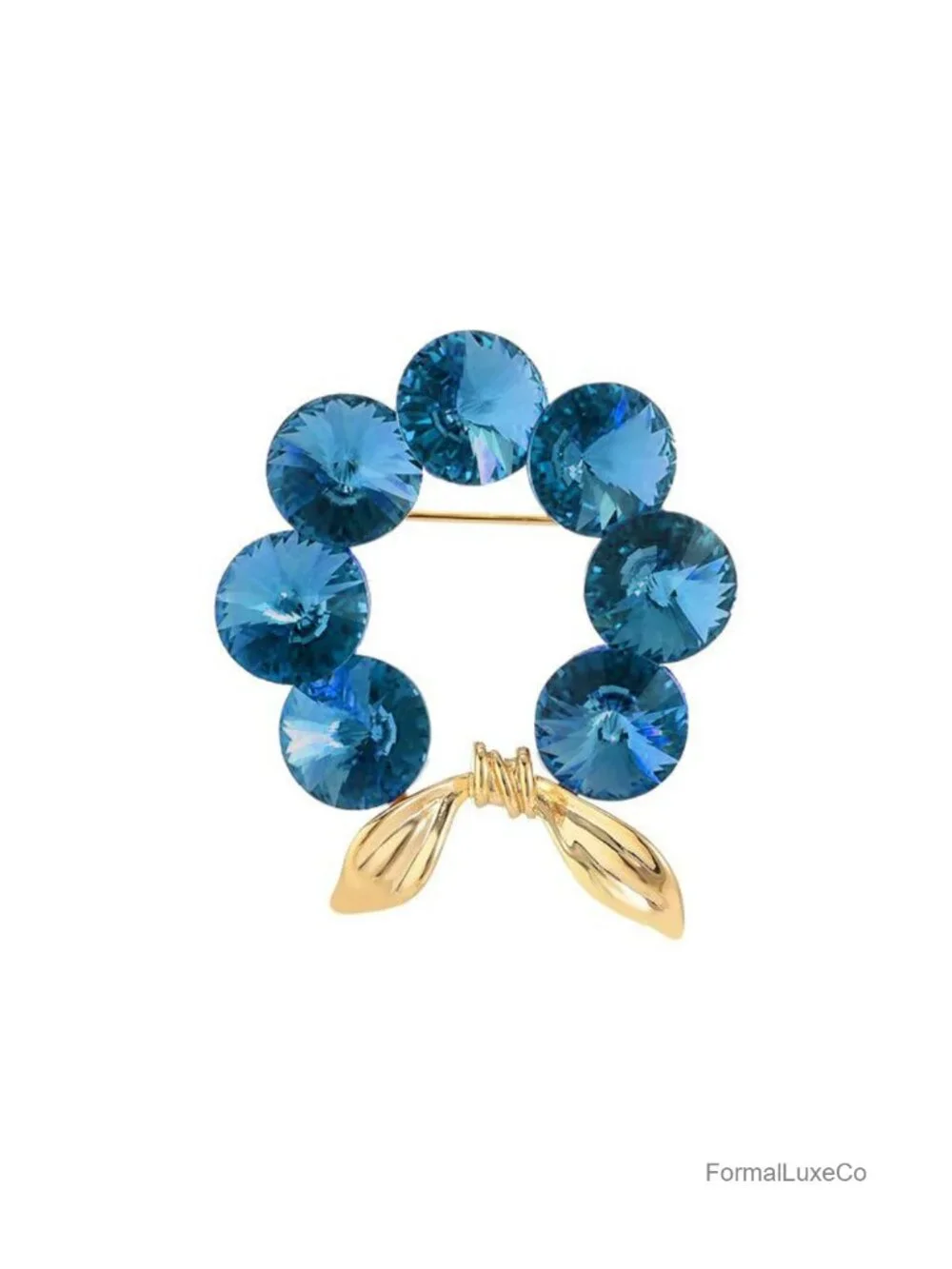 Round Rhinestone Brooch Pin for Women Circle Crystal Lapel Pin